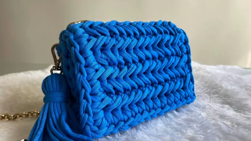 Bolsa De Crochê Artesanal Azul Passo A Passo Fácil Para Iniciantes