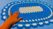 Tapete De Croche Azul Oval Passo A Passo Simples Para Iniciantes