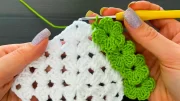 Crochê Para Iniciantes: Quadradinho De Crochê Com Bico De Flor